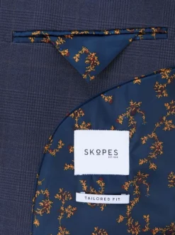 Skopes Blue Guildford Suit Soft Touch Tailored Fit Check Jacket
