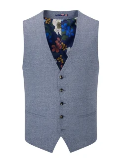 Skopes Blue Jodrell Marl Tweed Tailored Fit Suit Waistcoat