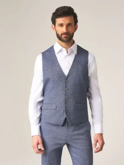 Skopes Blue Jude Tweed Tailored Fit Suit Waistcoat