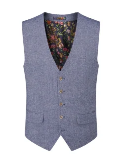 Skopes Blue Jude Tweed Tailored Fit Suit Waistcoat