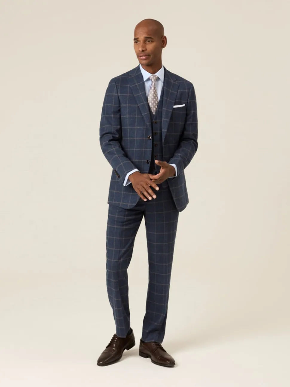 Skopes Blue Meredith Suit Waistcoat Windowpane Check