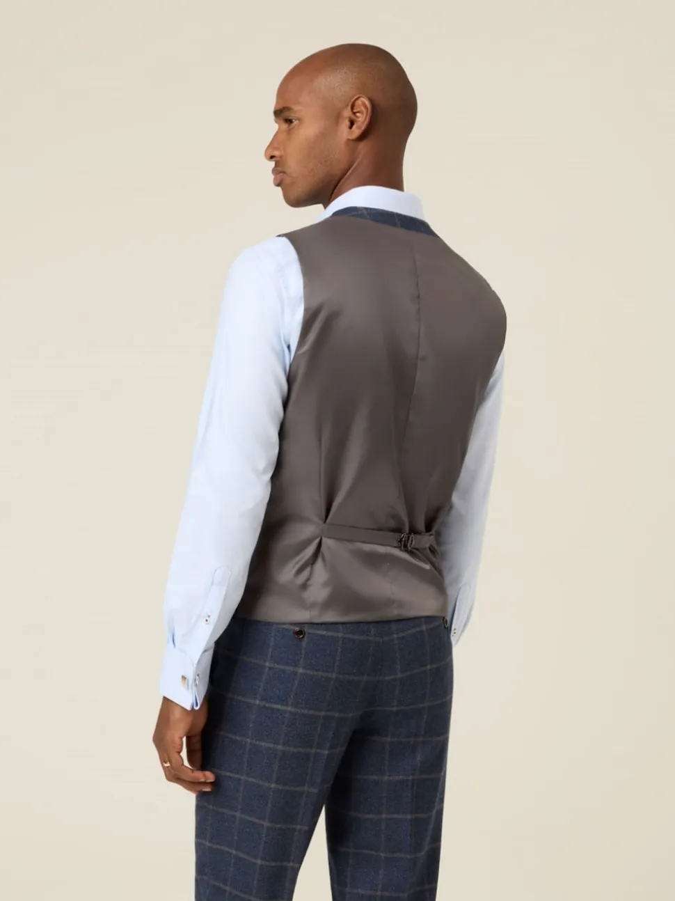 Skopes Blue Meredith Suit Waistcoat Windowpane Check