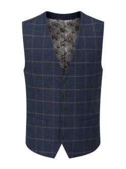 Skopes Blue Meredith Suit Waistcoat Windowpane Check