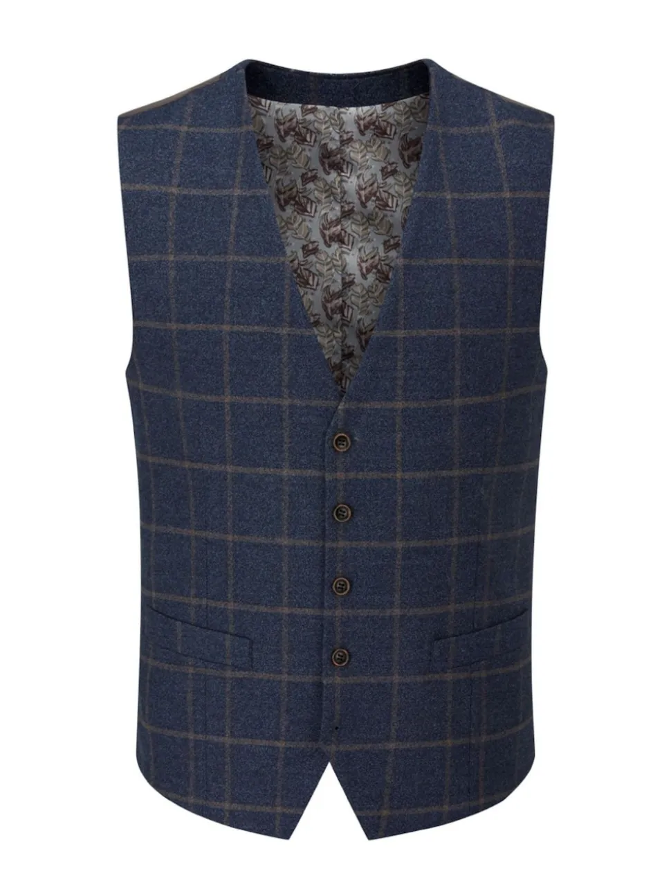 Skopes Blue Meredith Suit Waistcoat Windowpane Check