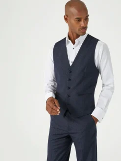 Skopes Blue Single Breasted Cuba Geometric Dinner Suit Waistcoat