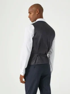 Skopes Blue Single Breasted Cuba Geometric Dinner Suit Waistcoat
