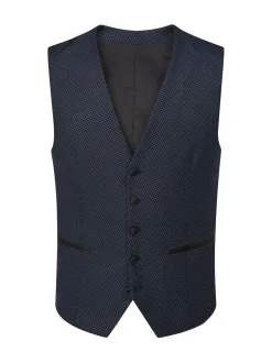 Skopes Blue Single Breasted Cuba Geometric Dinner Suit Waistcoat