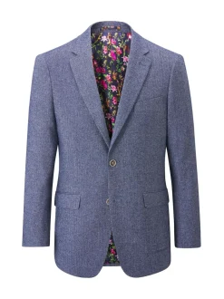 Skopes Blue Single Breasted Jude Tweed Tailored Fit Suit Jacket