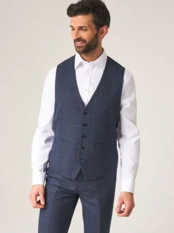 Skopes Blue Single Breasted Double Breasted Scoop Anello Suit Waistcoat