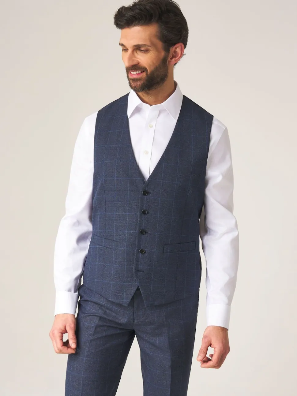 Skopes Blue Single Breasted Double Breasted Scoop Anello Suit Waistcoat