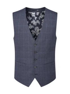 Skopes Blue Single Breasted Double Breasted Scoop Anello Suit Waistcoat