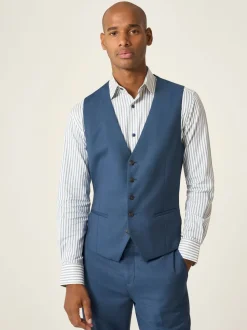 Skopes Blue Tailored Fit Remo Single Breasted Wool Rich Suit Waistcoat