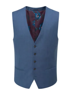 Skopes Blue Tailored Fit Remo Single Breasted Wool Rich Suit Waistcoat
