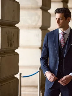 Skopes Blue Tailored Fit Hepworth Check Suit Waistcoat