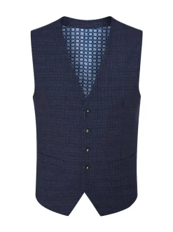 Skopes Blue Tailored Fit Hepworth Check Suit Waistcoat