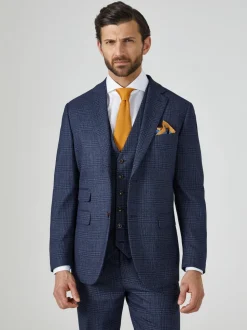Skopes Blue Tailored Fit Woolf Check Suit: Jacket