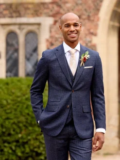 Skopes Blue Tailored Fit Woolf Check Suit: Jacket