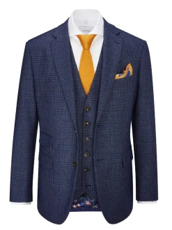 Skopes Blue Tailored Fit Woolf Check Suit: Jacket