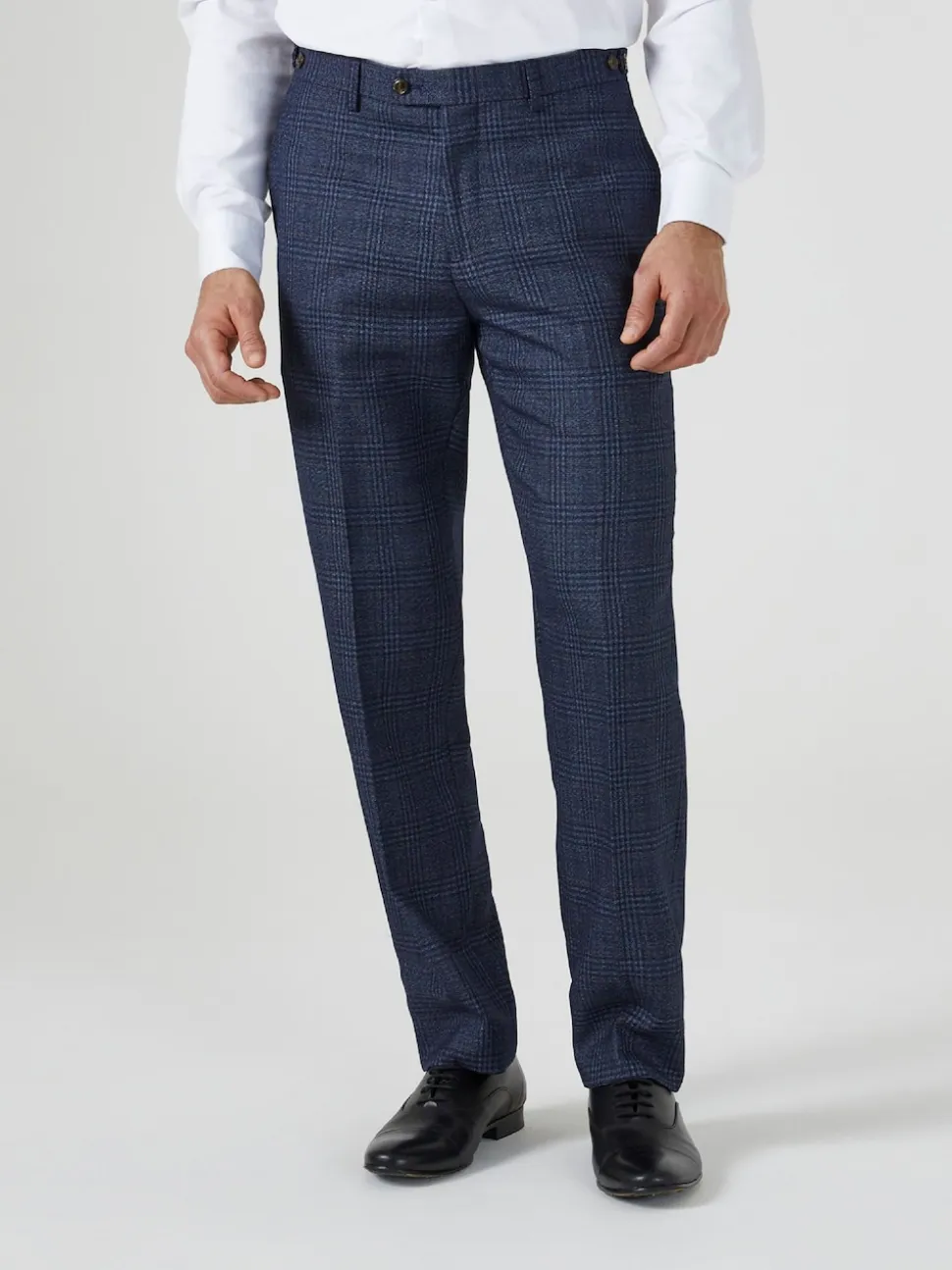 Skopes Blue Tailored Fit Woolf Check Suit: Trousers