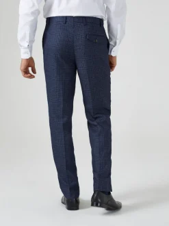 Skopes Blue Tailored Fit Woolf Check Suit: Trousers