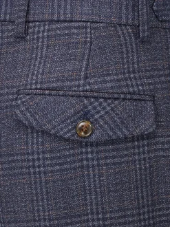 Skopes Blue Tailored Fit Woolf Check Suit: Trousers