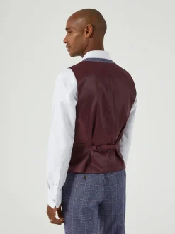 Skopes Blue Tailored Fit Irwin Windowpane Check Suit Waistcoat
