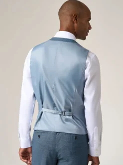 Skopes Blue Tailored Fit Self Check Anthony Suit Waistcoat