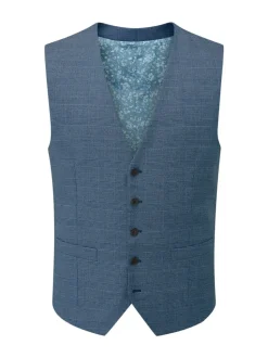 Skopes Blue Tailored Fit Self Check Anthony Suit Waistcoat