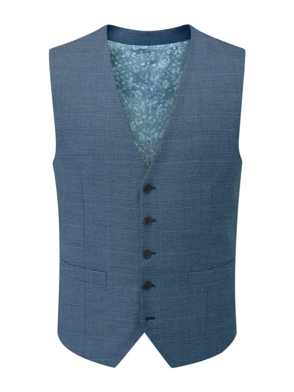 Skopes Blue Tailored Fit Self Check Anthony Suit Waistcoat