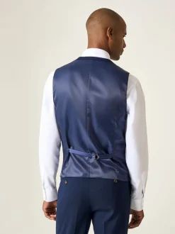 Skopes Blue Tailored Fit Caspian Single Breasted Stretch Look Suit Waistcoat