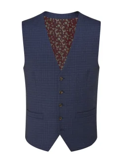 Skopes Blue Tailored Fit Ultimate Comfort Fenton Check Suit Waistcoat
