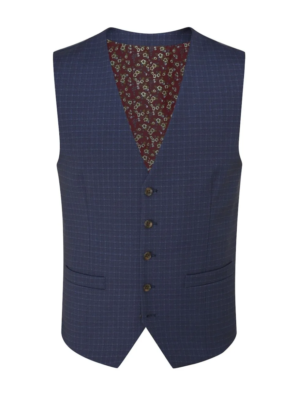 Skopes Blue Tailored Fit Ultimate Comfort Fenton Check Suit Waistcoat