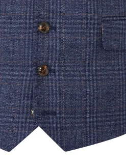 Skopes Blue Woolf Check Tailored Fit Suit Waistcoat