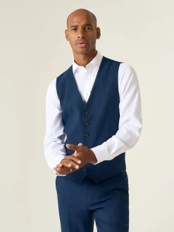 Skopes Blue Wright Tailored Fit Single Breasted Pinstripe Suit Waistcoat