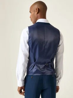 Skopes Blue Wright Tailored Fit Single Breasted Pinstripe Suit Waistcoat