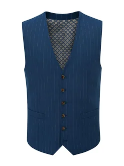 Skopes Blue Wright Tailored Fit Single Breasted Pinstripe Suit Waistcoat