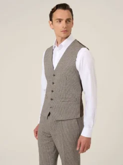 Skopes Brown Cannon Houndstooth Suit Waistcoat