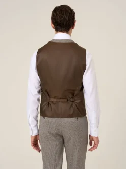 Skopes Brown Cannon Houndstooth Suit Waistcoat
