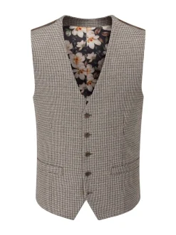 Skopes Brown Cannon Houndstooth Suit Waistcoat