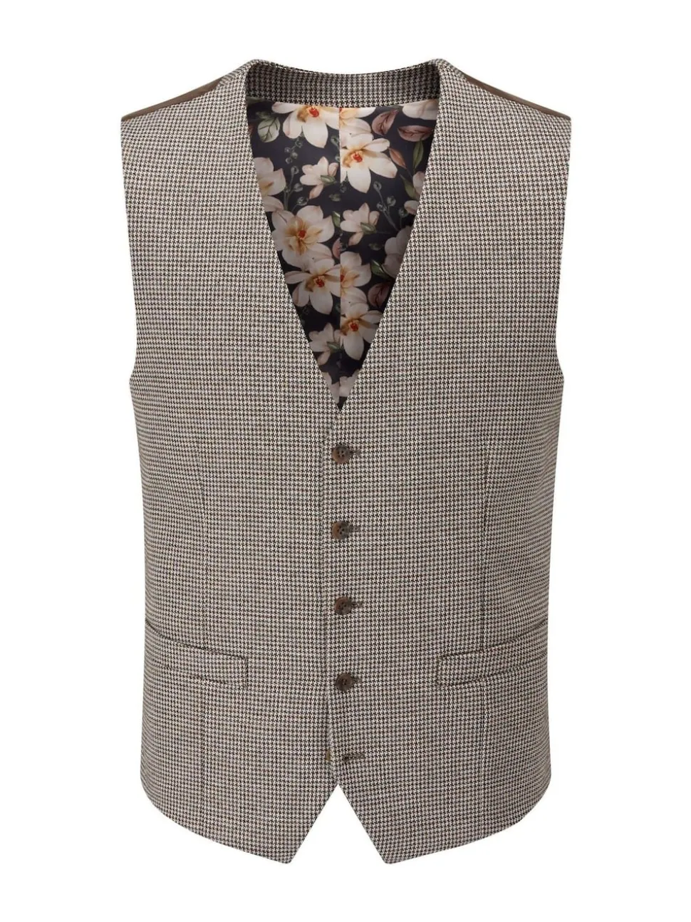Skopes Brown Cannon Houndstooth Suit Waistcoat