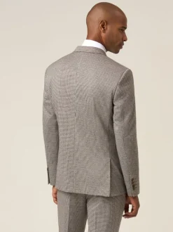 Skopes Brown Double Breasted Cannon Tailored Fit Houndstooth Single Suit Jacket
