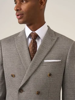 Skopes Brown Double Breasted Cannon Tailored Fit Houndstooth Single Suit Jacket