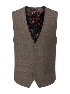 Skopes Brown Jude Tweed Tailored Fit Suit Waistcoat