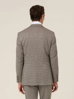 Skopes Brown Single Breasted Cannon Tailored Fit Houndstooth Single Suit Jacket