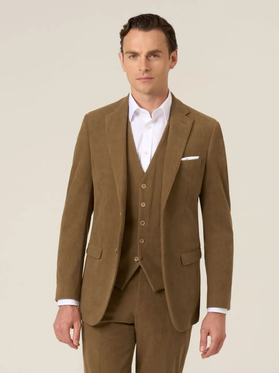 Skopes Brown Single Breasted Dorsey Suit Tailored Fit Double Breasted Corduroy Jacket