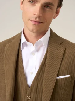 Skopes Brown Single Breasted Dorsey Suit Tailored Fit Double Breasted Corduroy Jacket