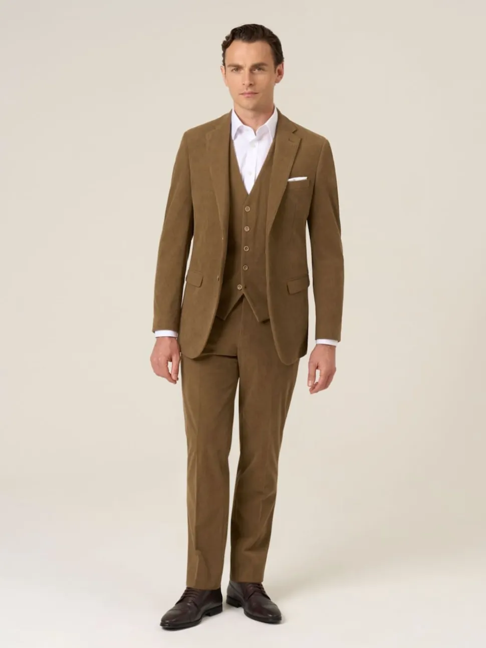 Skopes Brown Single Breasted Dorsey Suit Tailored Fit Double Breasted Corduroy Jacket