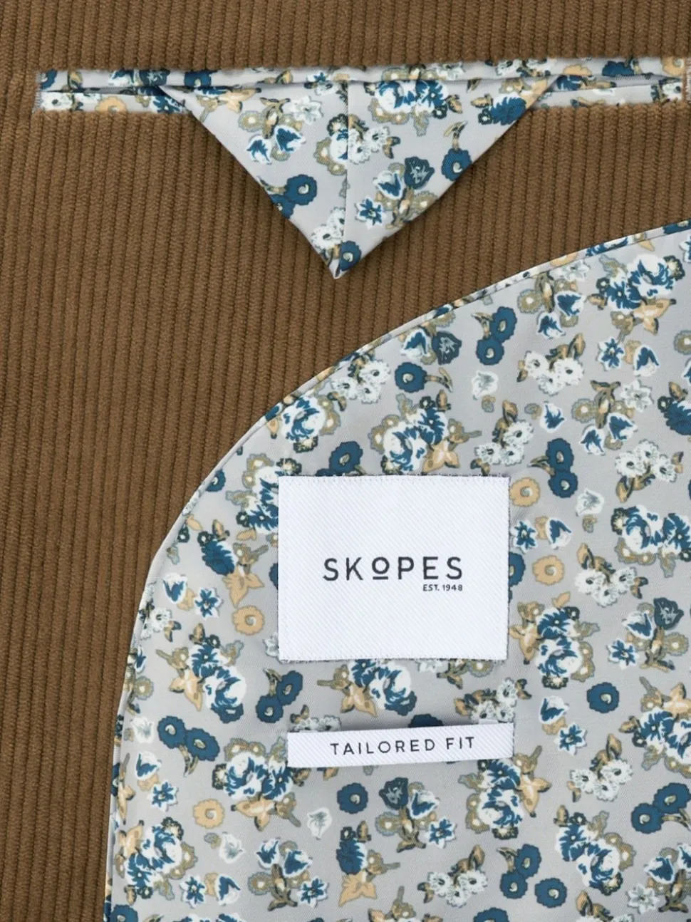 Skopes Brown Single Breasted Dorsey Suit Tailored Fit Double Breasted Corduroy Jacket