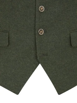 Skopes Dark Green Jude Tweed Tailored Fit Suit Waistcoat