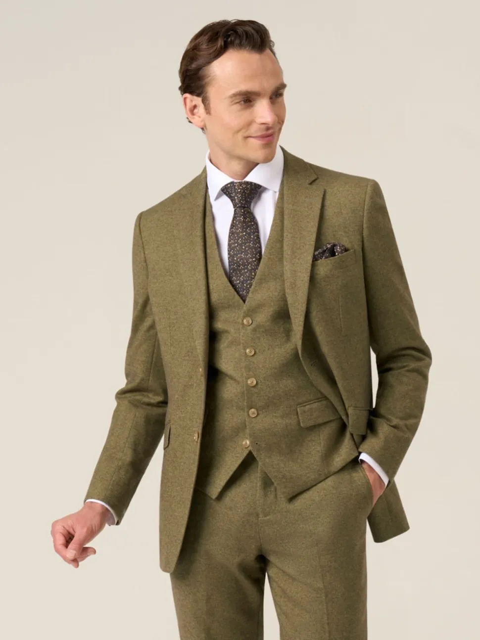 Skopes Green Fox Tailored Fit Textured Suit Jacket